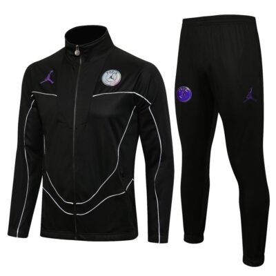 2021-2022 PSG Jacket + Pants Training Suit High Neck Black