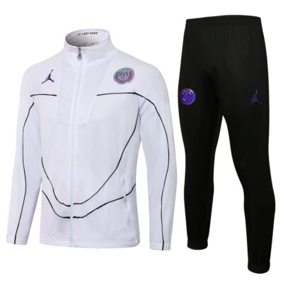 2021-2022 PSG Jacket + Pants Training Suit High Neck White