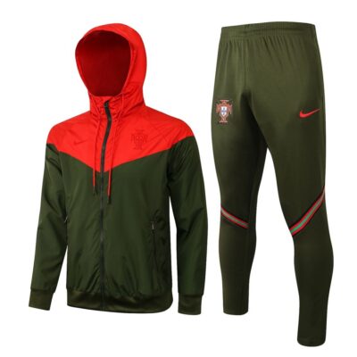 2021-2022 Portugal Windbreaker Tracksuit Army Green
