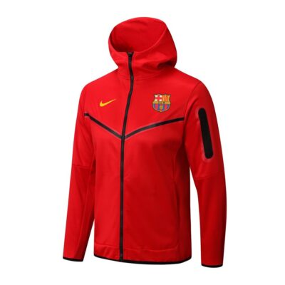 2022-2023 Barcelona Hoodie Jacket + Pants Training Suit Red