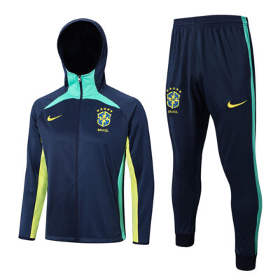 2022-2023 Brazil Hoodie Jacket + Pants Training Suit Blue