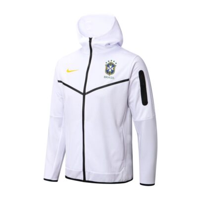 2022-2023 Brazil Hoodie Jacket + Pants Training Suit White
