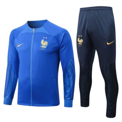 2022-2023 France Jacket + Pants Training Suit Blue