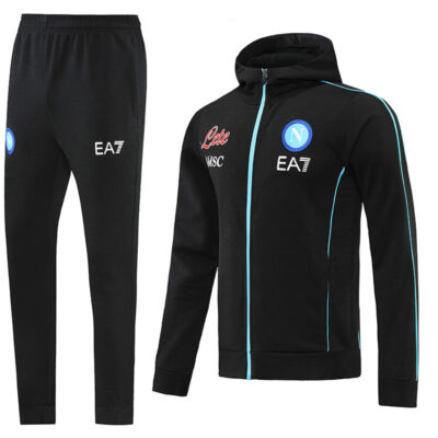 2022-2023 Napoli Hoodie Jacket + Pants Training Suit Black