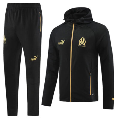 2022-2023 Olympique Marseille Hoodie Jacket + Pants Training Suit Black