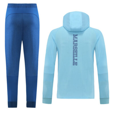 Alternative view of 2022-2023 Olympique Marseille Hoodie Jacket + Pants Training Suit Sky Blue