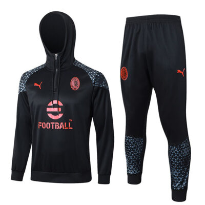 2023-2024 AC Milan Hoodie Training Suit Black