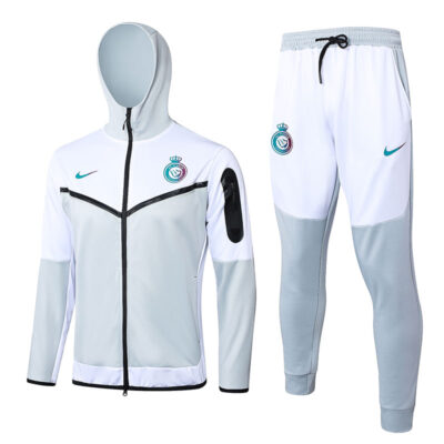 2023-2024 Al Nassr Hoodie Jacket + Pants Training Suit Light Gray