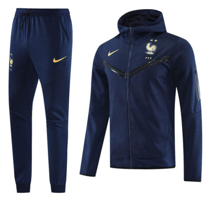 2023-2024 France Hoodie Jacket + Pants Training Suit Royal Blue