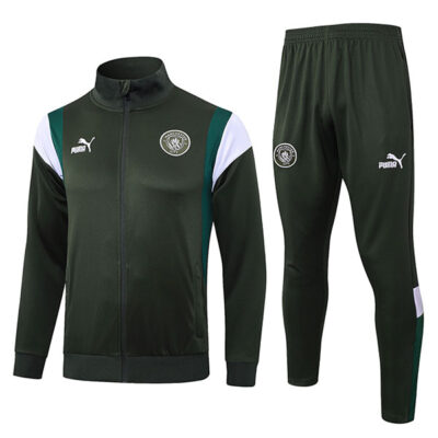 2023-2024 Manchester City Jacket + Pants Training Suit Dark Green