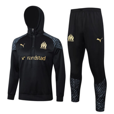 2023-2024 Olympique Marseille Hoodie Training Suit Black