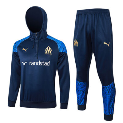 2023-2024 Olympique Marseille Hoodie Training Suit Sapphire Blue