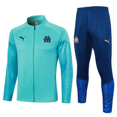 2023-2024 Olympique Marseille Jacket + Pants Training Suit Light Blue