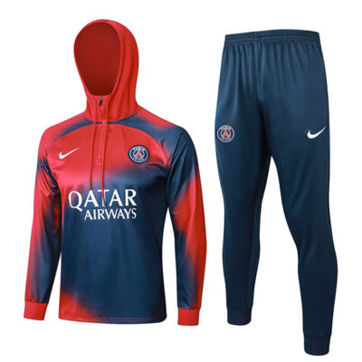 2023-2024 PSG Hoodie Training Suit Red