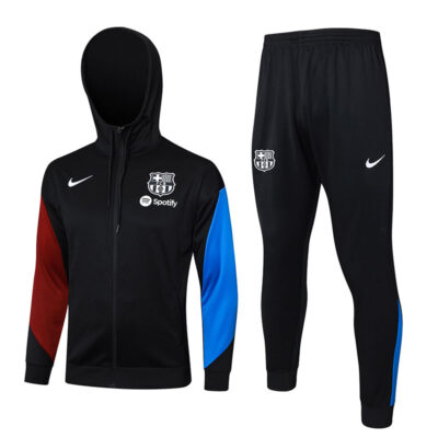 2024-2025 Barcelona Hoodie Jacket + Pants Training Suit Black