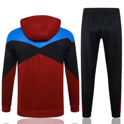 Alternative view of 2024-2025 Barcelona Hoodie Jacket + Pants Training Suit Dark Red