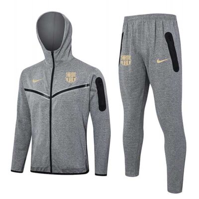 2024-2025 Barcelona Hoodie Jacket + Pants Training Suit Gray