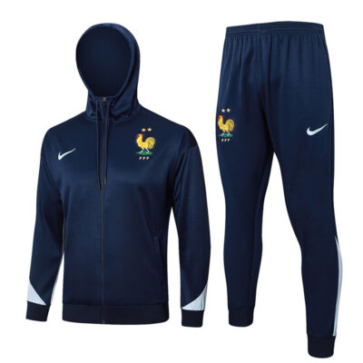 2024-2025 France Hoodie Jacket + Pants Training Suit Sapphire Blue