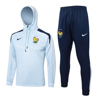 2024-2025 France Hoodie Training Suit Light Blue