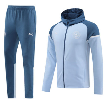 2024-2025 Manchester City Hoodie Jacket + Pants Training Suit Light Blue