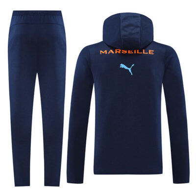 Alternative view of 2024-2025 Olympique Marseille Hoodie Training Suit Royal Blue