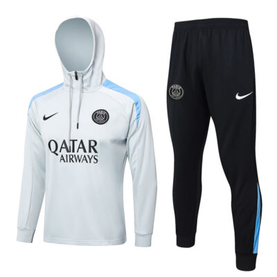 2024-2025 PSG Hoodie Jacket + Pants Training Suit Light Gray