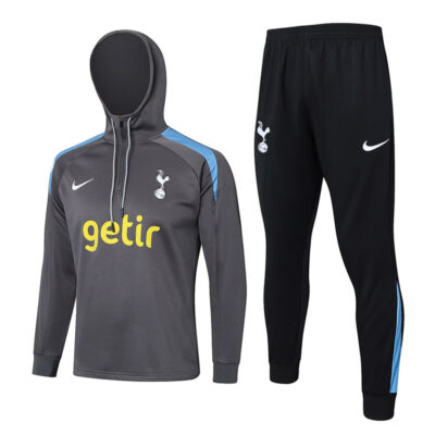 2024-2025 Tottenham Hotspur Hoodie Jacket + Pants Training Suit Dark Gray