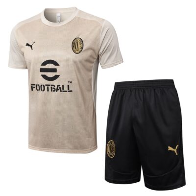 AC Milan 2024 2025 Beige Soccer Jersey Shorts Set