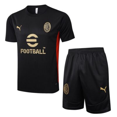 AC Milan 2024 2025 Black Soccer Jersey Shorts Set