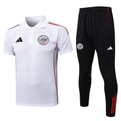 Ajax Polo + Pants 2025 2026 White Training Tracksuit