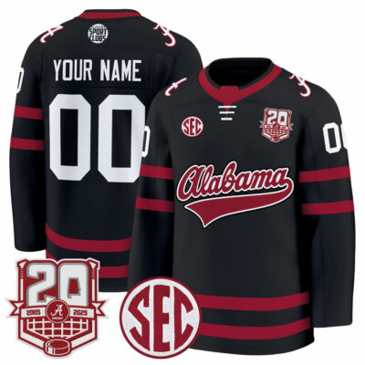 Alabama Crimson Tide 2025/26 Premium Custom Jersey - 20th Anniversary Patch - Black