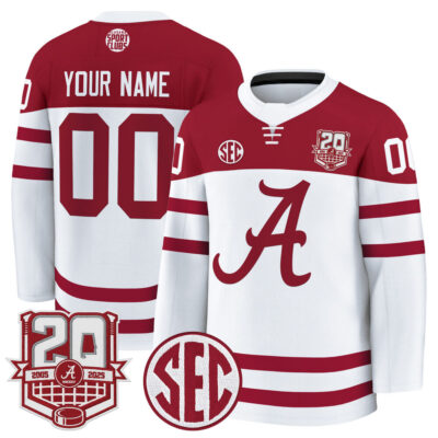 Alabama Crimson Tide 2025/26 Premium Custom Jersey - 20th Anniversary Patch - White