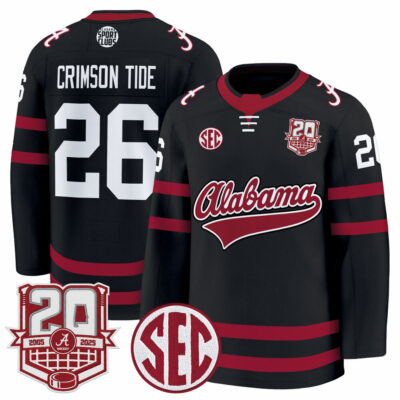 Alabama Crimson Tide 2025/26 Premium Jersey - 20th Anniversary Patch - Black #26 Crimson Tide