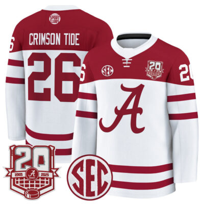 Alabama Crimson Tide 2025/26 Premium Jersey - 20th Anniversary Patch - White #26 Crimson Tide