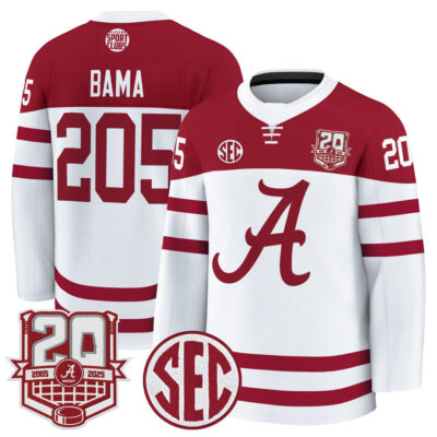 Alabama Crimson Tide 2025/26 Premium Jersey - 20th Anniversary Patch - White Bama 205