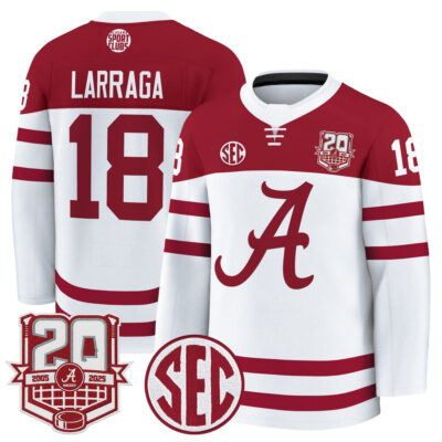 Alabama Crimson Tide 2025/26 Premium Jersey - 20th Anniversary Patch - White Brandon Larraga