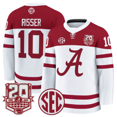 Alabama Crimson Tide 2025/26 Premium Jersey - 20th Anniversary Patch - White Trevor Risser