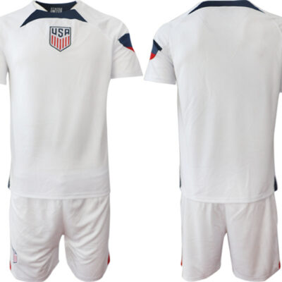 American Custom White Home Soccer Jersey Suit