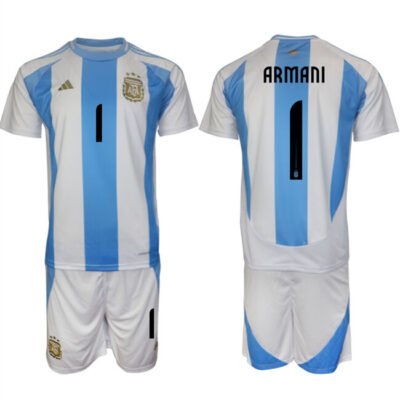 Argentina #1 Armani White/Blue 2024-25 Home Soccer Jersey Suit