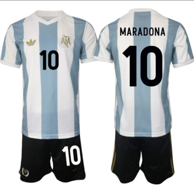 Argentina #10 Diego Maradona White/Blue 2024-25 50th Anniversary Home Soccer Jersey Suit