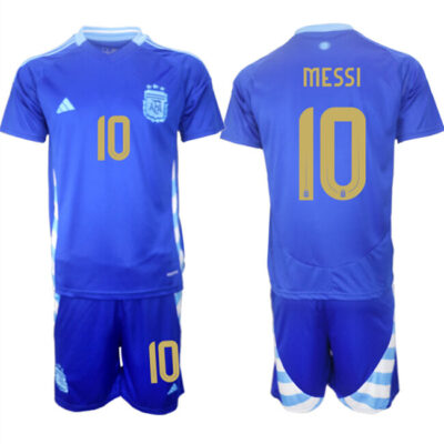 Argentina #10 Lionel Messi Blue 2024-25 Away SoccerJersey Suit