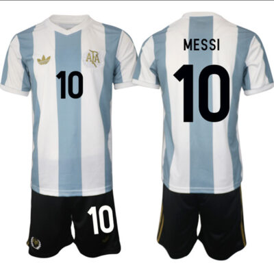 Argentina #10 Lionel Messi White/Blue 2024-25 50th Anniversary Home Soccer Jersey Suit