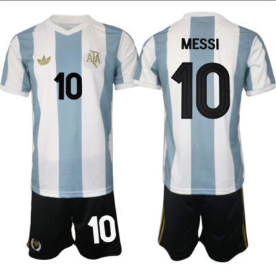 Argentina #10 Lionel Messi White/Blue 2025 Home Soccer Jersey Suit