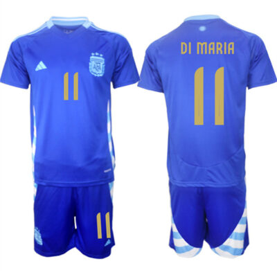 Argentina #11 Angle Dimaria Blue 2024-25 Away SoccerJersey Suit