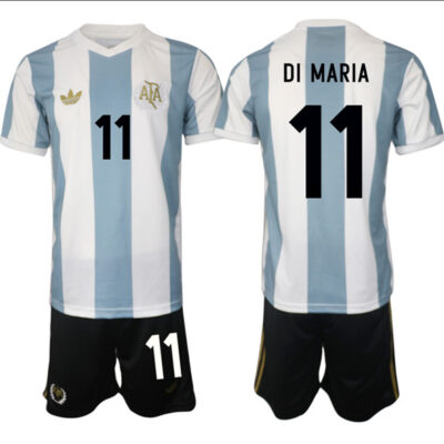 Argentina #11 Angle Dimaria White/Blue 2024-25 50th Anniversary Home Soccer Jersey Suit