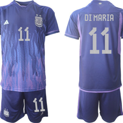 Argentina #11 Di maria Purple 2022 FIFA World Cup Away Soccer Jersey Suit