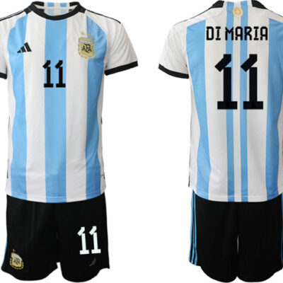 Argentina #11 Di maria White/Blue 2022 FIFA World Cup Home Soccer Jersey Suit