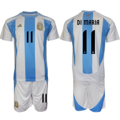 Argentina #11 Di maria White/Blue 2024-25 Home Soccer Jersey Suit