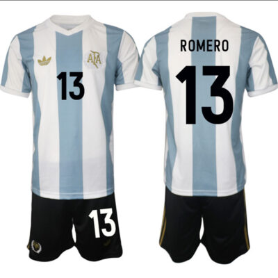 Argentina #13 Cristian Romero White/Blue 2024/25 50th Anniversary Home Soccer Jersey Suit