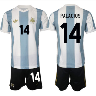 Argentina #14 Palacos White/Blue 2024-25 50th Anniversary Home Soccer Jersey Suit